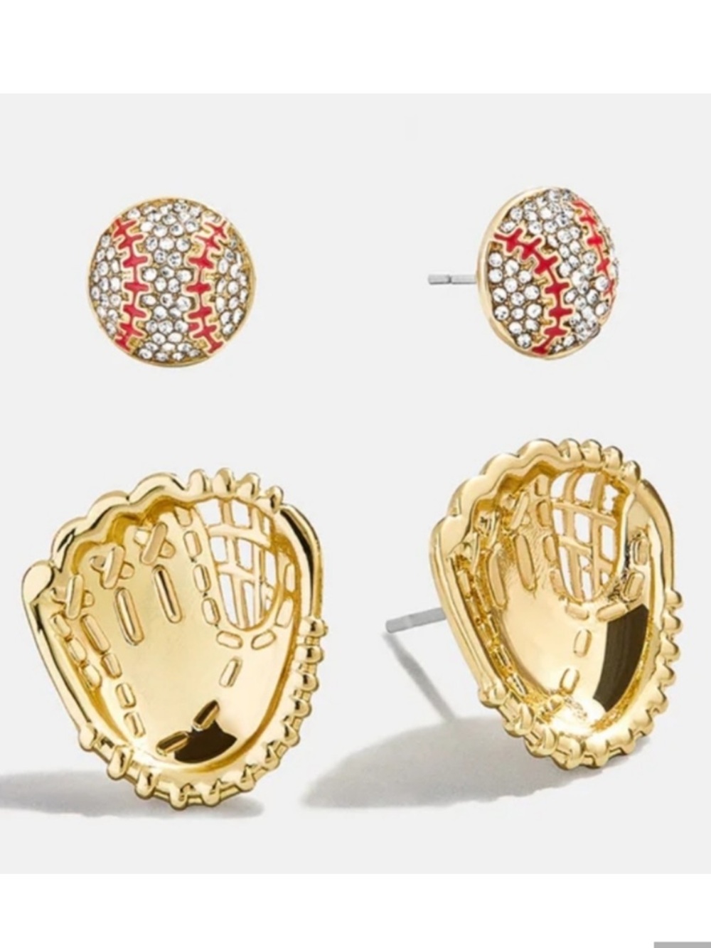 Gold and Red Baseball Earrings